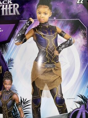 Marvel Girls Black Panther-Inspired Purple and Brown Warrior Costume size 10-12